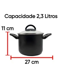 Caldeirão 16 Cm C Tampa Vidro Antiaderente 5 Camadas
