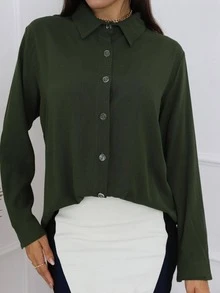 Women Blouses - xanh quân đội - Xem 3