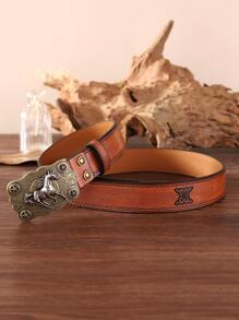 1 Phụ Nữ Ngựa Chi Tiết Khóa Vuông Thắt Lưng Cổ Điển Để Trang Trí Hàng Ngày - màu nâu - Xem 2