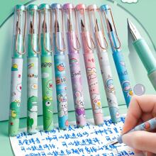 3pcs Cartoon Graphic Fountain Pen, Cute Ink Pen For Students - Pink - View 7