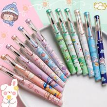 3pcs Cartoon Graphic Fountain Pen, Cute Ink Pen For Students - Pink - View 6