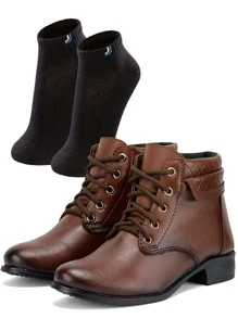 Women Fashion Boots - Coffee Brown - View 1