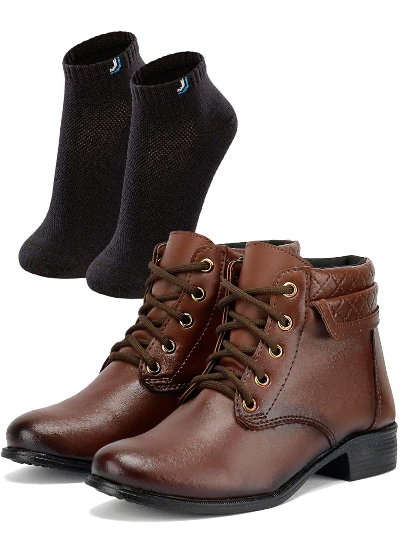Women Fashion Boots - Coffee Brown - View 1