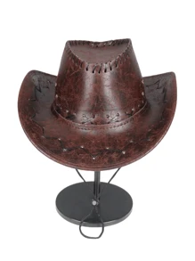 1入組中性車縫裝飾牛仔軟呢帽適用於戶外遊玩 - 咖啡棕 - 查看 3