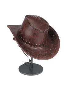 1入組中性車縫裝飾牛仔軟呢帽適用於戶外遊玩 - 咖啡棕 - 查看 4