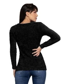 Women Knit Tops - 黑色 - 查看 2