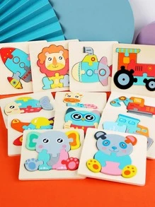 1入3d木質幼兒拼圖,兒童卡通飛機拼圖,智能兒童早教認知男女寶寶玩具(部分配件隨機發送) - 彩色 - 查看 4