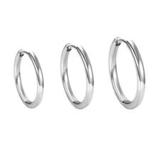 3 chiếc khuyên tai vòng tròn nhỏ bằng thép không gỉ dành cho nam nữ chống dị ứng - Bạc - Xem 3