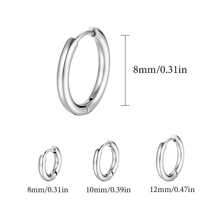 3 chiếc khuyên tai vòng tròn nhỏ bằng thép không gỉ dành cho nam nữ chống dị ứng - Bạc - Xem 2