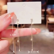 1對韓系設計流蘇耳環女款，新款長款垂墜式耳環，優雅百搭耳飾 - 金色 - 查看 8