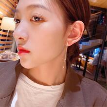 1對韓系設計流蘇耳環女款，新款長款垂墜式耳環，優雅百搭耳飾 - 金色 - 查看 6