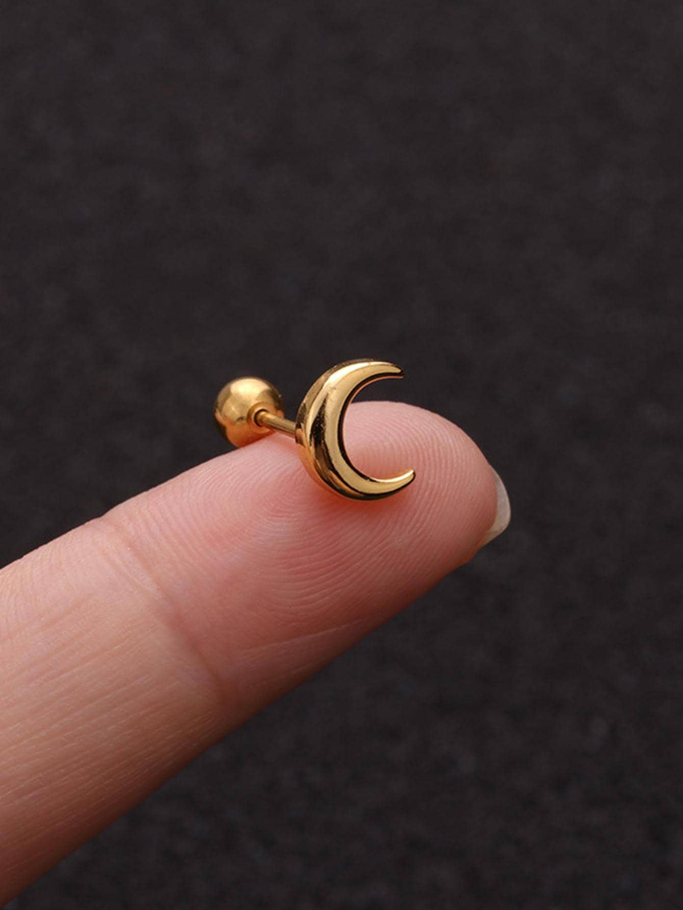 1pc Moon Decor Stud Earring - J-1 PC-Moon 2 - View 1