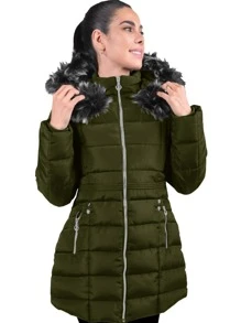 Ropa de Mujer Ropa de Mujer Ropa de Exterior para Mujer Abrigos de Mujer - Verde Oliva - Ver 1