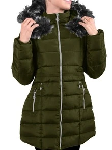 Ropa de Mujer Ropa de Mujer Ropa de Exterior para Mujer Abrigos de Mujer - Verde Oliva - Ver 2