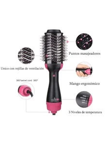 Cepillo secador de pelo, cepillo de aire caliente, voluminizador de cabello para secar, alisar y rizar, 3 en 1 - Rosa - Ver 3