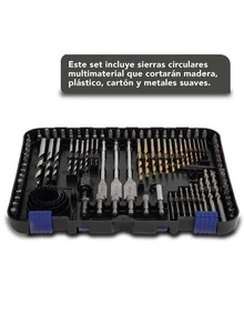 Kit De Brocas + Puntas + Sierras + Accesorios De Taladro 100 Piezas Con Estuche Profesional - Negro - Ver 3