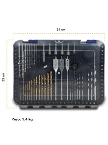 Kit De Brocas + Puntas + Sierras + Accesorios De Taladro 100 Piezas Con Estuche Profesional - Negro - Ver 4