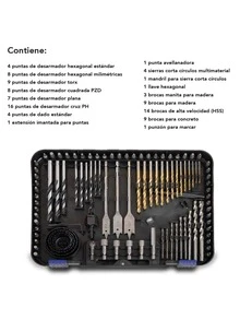 Kit De Brocas + Puntas + Sierras + Accesorios De Taladro 100 Piezas Con Estuche Profesional - Negro - Ver 5