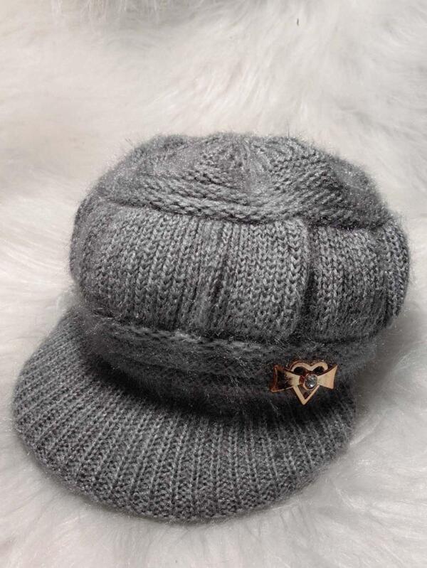 Boina de lã feminina inverno quente lã tricô gorro