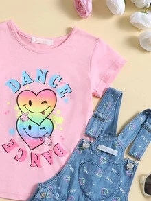 Conjunto Overol Mezclilla con Playera Algodon para Niña 4-12 Años - Rosa - Ver 2