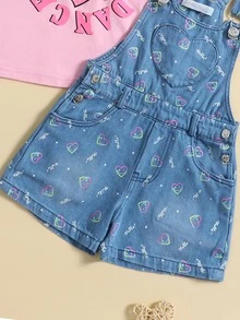 Conjunto Overol Mezclilla con Playera Algodon para Niña 4-12 Años - Rosa - Ver 3