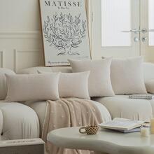 غطاء وسادة ديكورية مزخرفة بنمط النجمة البيج من قطعة واحدة (النواة غير مشمولة)، غطاء وسادة مربع حديث من الشينيل المناسب للاستخدام اليومي على الأريكة في المنزل وفي غرفة النوم وكوسادة لدعامة ظهر السيارة وعلى مدار الفصول