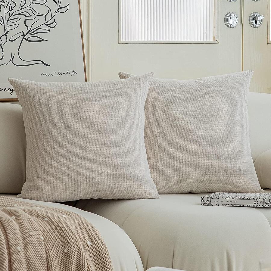 غطاء وسادة ديكورية مزخرفة بنمط النجمة البيج من قطعة واحدة (النواة غير مشمولة)، غطاء وسادة مربع حديث من الشينيل المناسب للاستخدام اليومي على الأريكة في المنزل وفي غرفة النوم وكوسادة لدعامة ظهر السيارة وعلى مدار الفصول