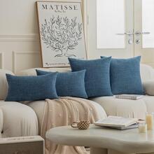 One Navy Blue Starry Decorative Pillowcase (Pillow Core Not Included), Fashionable Modern Square Chenille Cushion Cover, Suitable For Daily Use In Home, Sofa, Bedroom, Car Seat, All Seasons - Blue - View 7