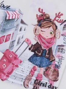 2-Piece Set For Girls, Skirt And Long-Sleeved T-Shirt, Traveler Girl - 白色 - 查看 2