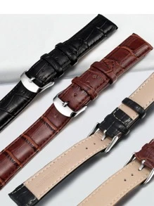 1pc Black Crocodile Embossed Fashion PU Polyurethane Watchband, For Watch Decoration