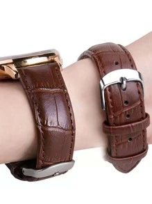 1pc Black Crocodile Embossed Fashion PU Polyurethane Watchband, For Watch Decoration