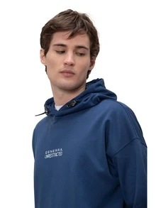 Sudadera Para Hombre  Con Gorro - Azul - Ver 3