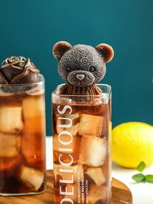 1入組矽膠冰塊模具，現代卡通熊設計家用製冰機托盤 - 白色 - 查看 10