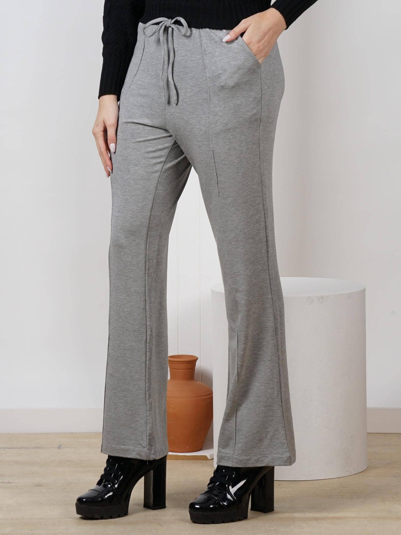 Women Pants - 淺灰色 - 查看 1