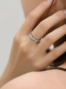 Nooxian 1入組方晶鋯石裝飾戒指 - 彩色 - 查看 1