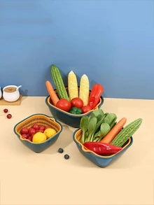 1 set Jofaina PP drenaje simple plato para cocina - Amarillo - Ver 4