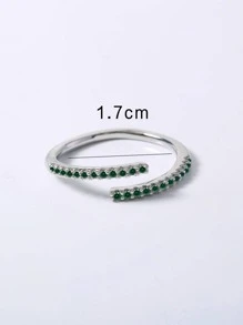 Nooxian 1 件优雅奢华闪亮高端铜合金锆石可调节开口戒指，适合女士 - 綠色 - 查看 5