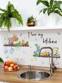 1pc PVC Wall Sticker, Plant Pattern Wall Decal For Home Decor - Multicolor - View 5