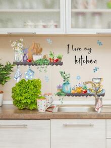 1pc PVC Wall Sticker, Plant Pattern Wall Decal For Home Decor - Multicolor - View 2