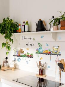 1pc PVC Wall Sticker, Plant Pattern Wall Decal For Home Decor - Multicolor - View 1