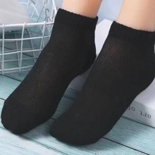 5 双男士黑色透气网眼船袜，适合健身 - 黑色 - 查看 3