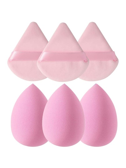 6pcs Makeup Sponge Set, Suitable For Cream And Powder Concealer, Soft Triangle Puff, For Facial Makeup