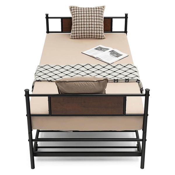 Costway Twin 2In1 Daybed Frame with Trundle Bed Set Steel Platform