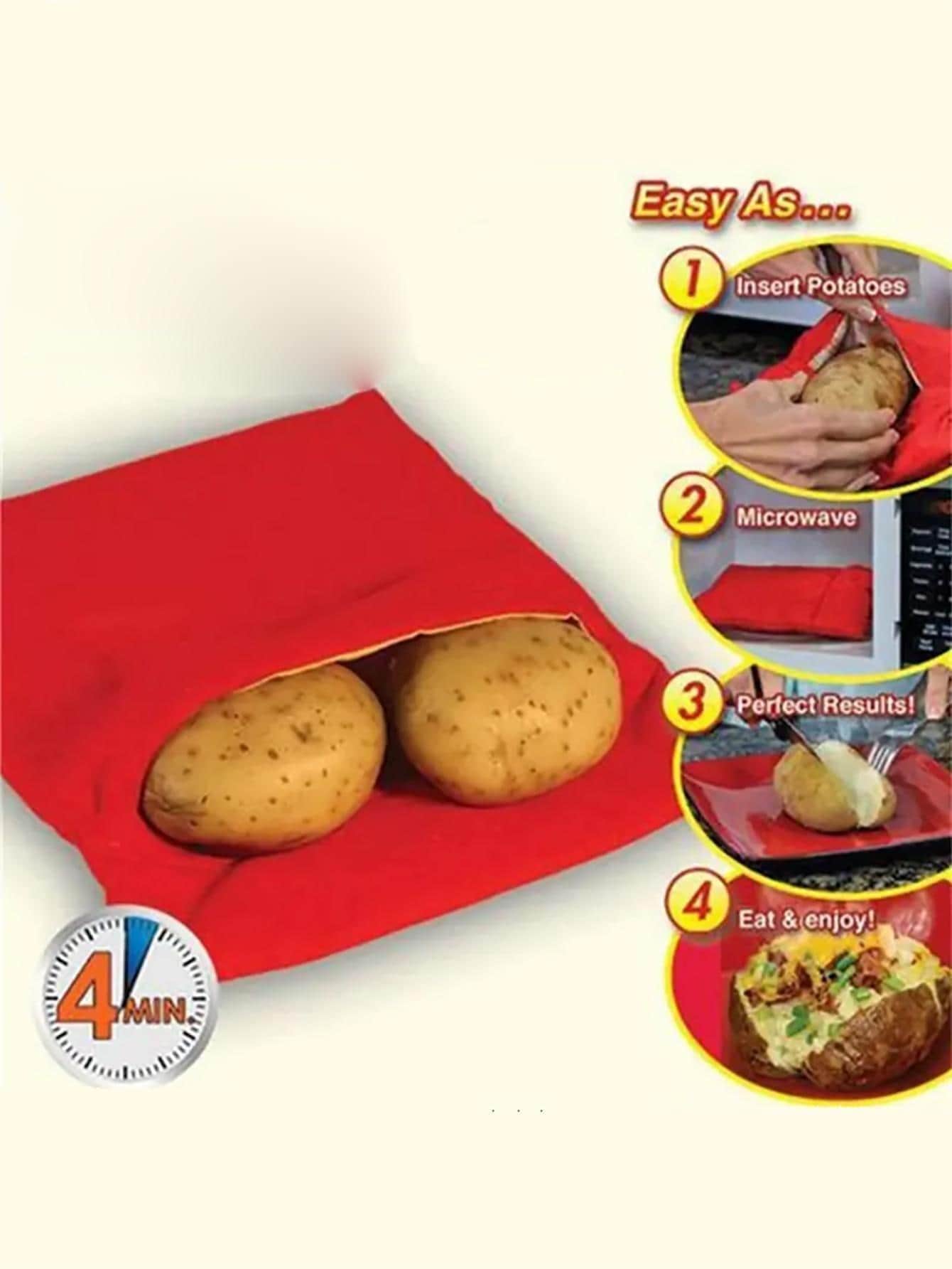 1pc Letter Graphic Microwave Heating Bag, Modern Polyester Microwave Heating Bag For Kitchen - Red - View 1