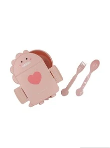 DINOSAUR Lunch Box Topper For Food Includes Spoon And Fork - Pink - View 3