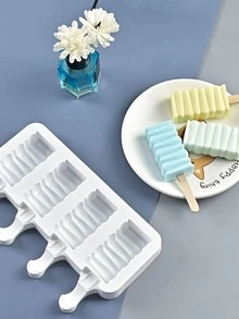 1pc Silicone Ice Pop Mold, Minimalist Multi-grid DIY Popsicle Mold For Home - White - View 3
