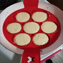 1入圓形煎餅製造機，不沾烹飪工具，適用於煎蛋，廚房烘焙配件露營 - 紅色 - 查看 5