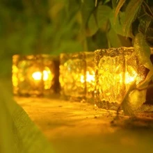 1pc ABS Solar Lawn Lamp, Modern Geometric Design Solar Pathway Light For Outdoor, Outdoor Garden Lighting For Pathway, Yard, Patio - Yellow - View 6