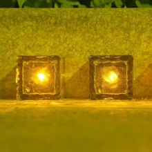 1pc ABS Solar Lawn Lamp, Modern Geometric Design Solar Pathway Light For Outdoor, Outdoor Garden Lighting For Pathway, Yard, Patio - Yellow - View 4