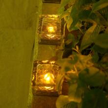 1pc ABS Solar Lawn Lamp, Modern Geometric Design Solar Pathway Light For Outdoor, Outdoor Garden Lighting For Pathway, Yard, Patio - Yellow - View 2